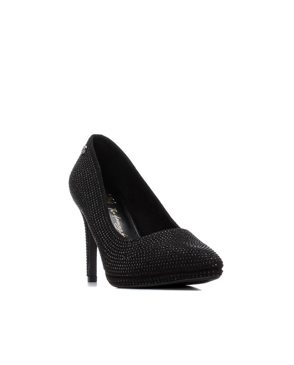 Sapatos de Salto com Tacão Alto e Glitter Decorativo Preto-3