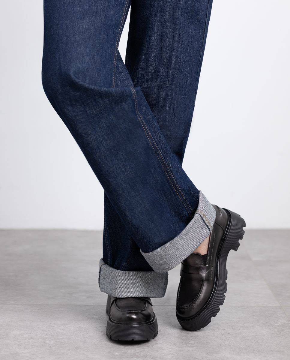 Mocassins com Sola Dupla de Borracha Cinzento escuro metalizado-2