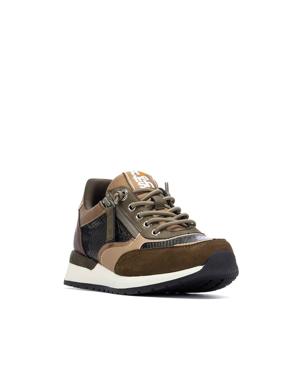 Sapatilhas Desportivas com Fecho Zip Lateral Caqui-3