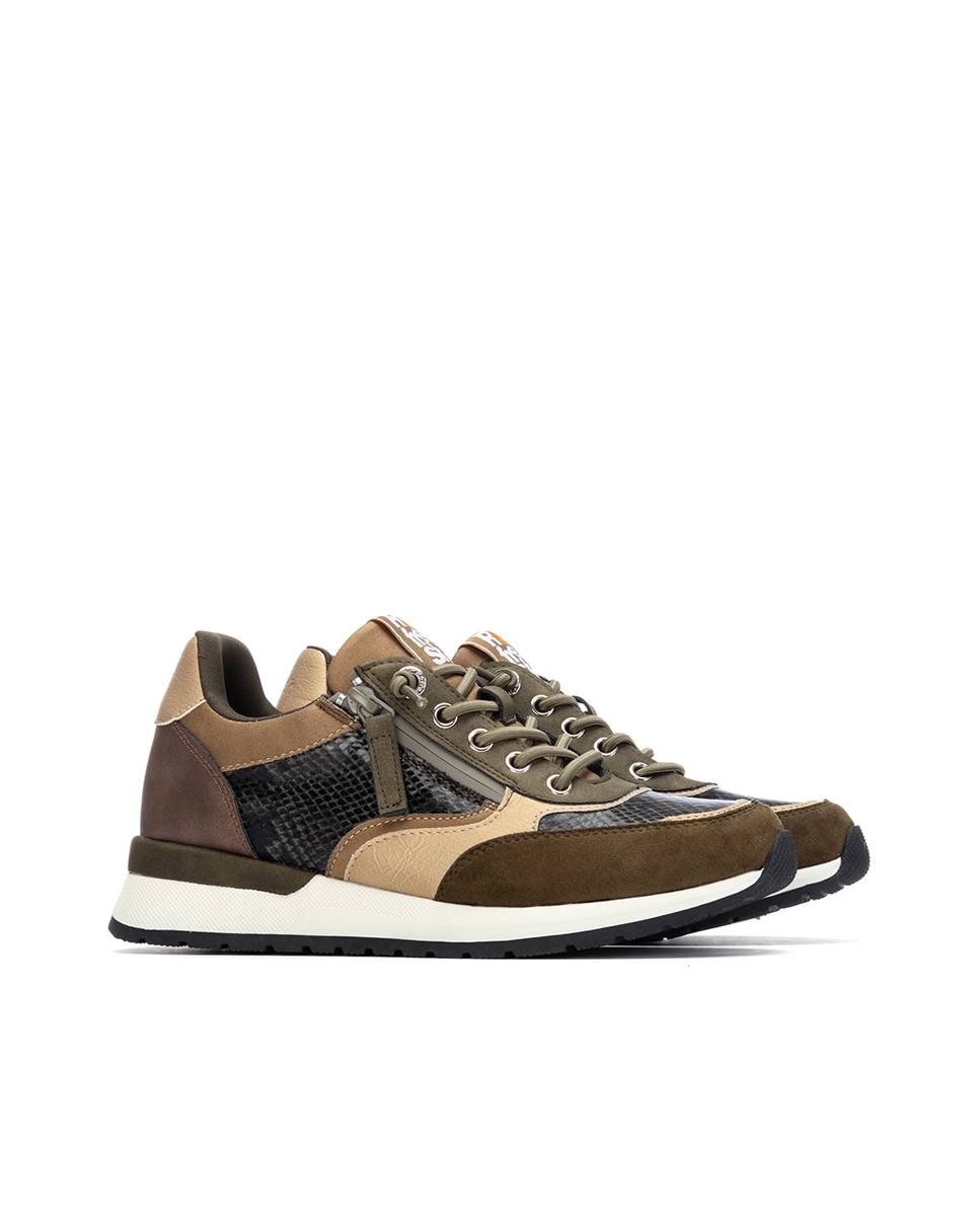Sapatilhas Desportivas com Fecho Zip Lateral Caqui-5