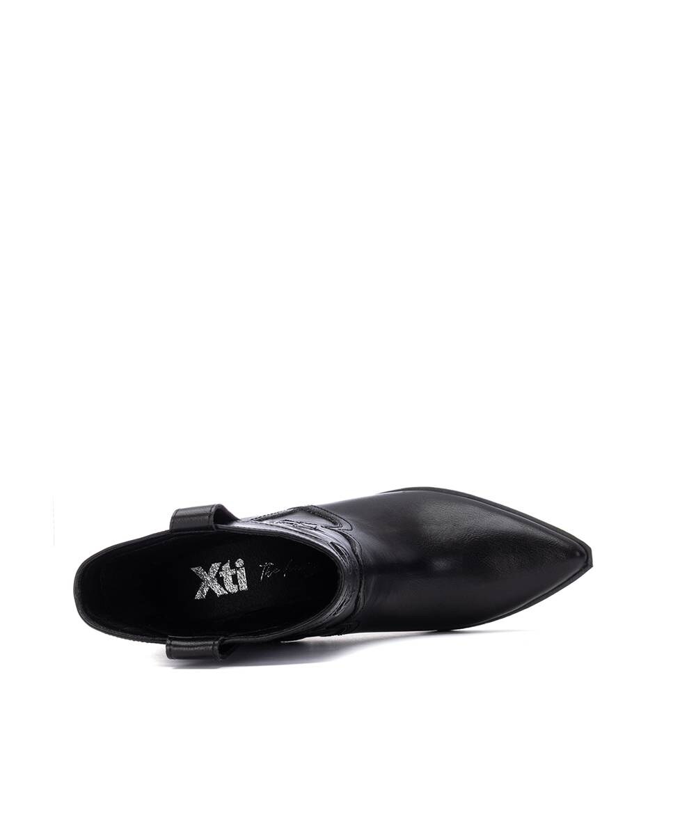 Botins Estilo Cowboy com Tacão Largo Preto-6