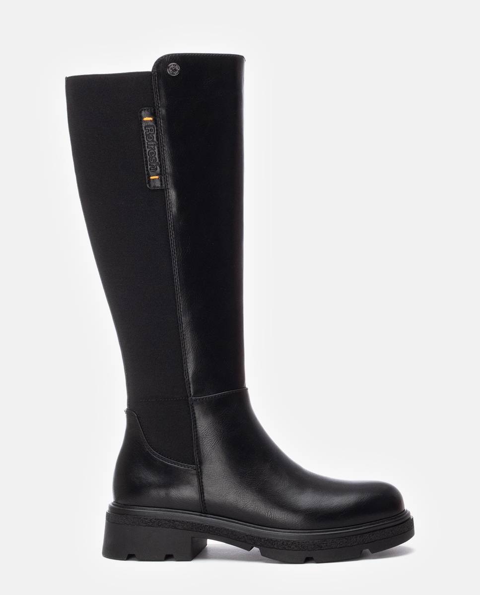 Bota com Elástico com Fecho Zip Preto-1