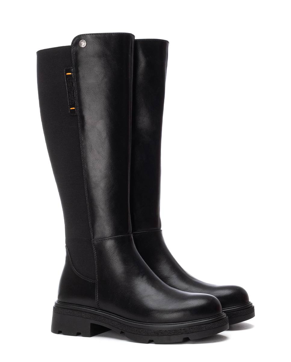 Bota com Elástico com Fecho Zip Preto-5