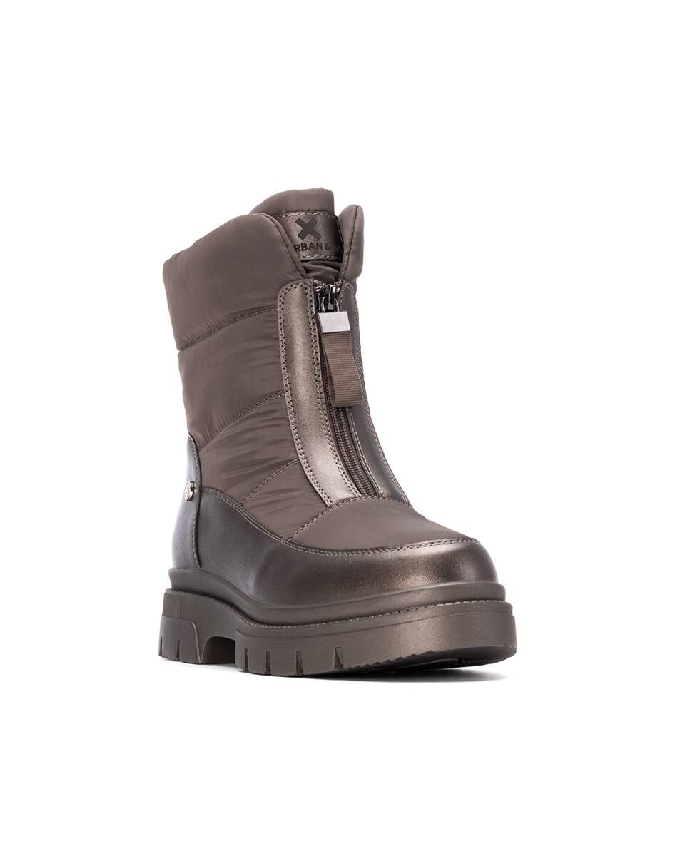 Botins Acolchoados com Fecho Zip Lateral Castanho-escuro-3