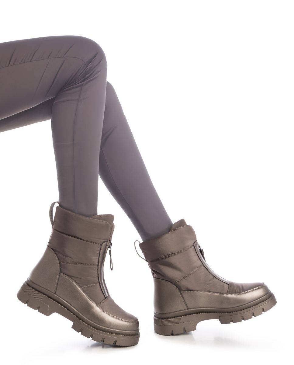 Botins Acolchoados com Fecho Zip Lateral Castanho-escuro-2