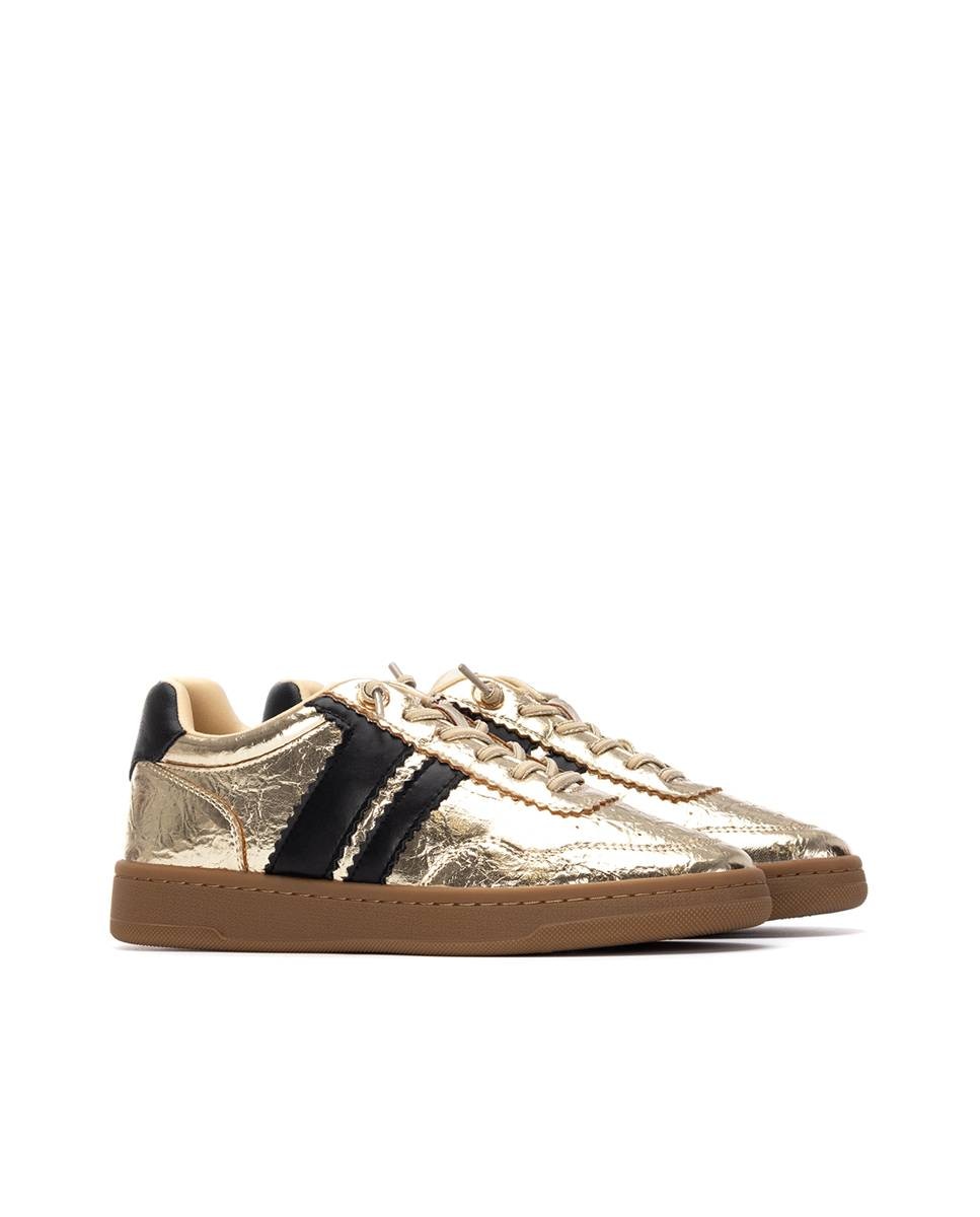 Sapatilha com Estampado Animal Ouro-5