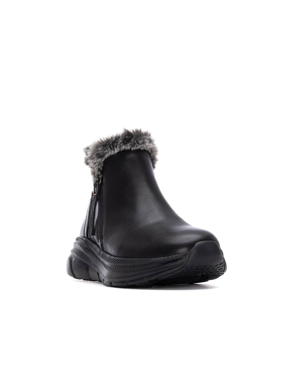 Botins com Pelo e Fecho Zip Preto-3