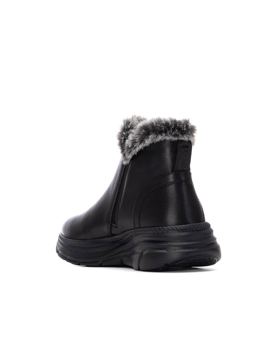 Botins com Pelo e Fecho Zip Preto-4