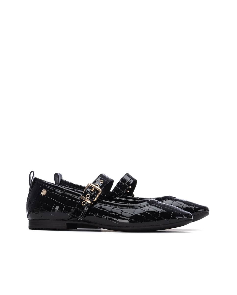 Sabrinas Rasas com Fivela Preto-4