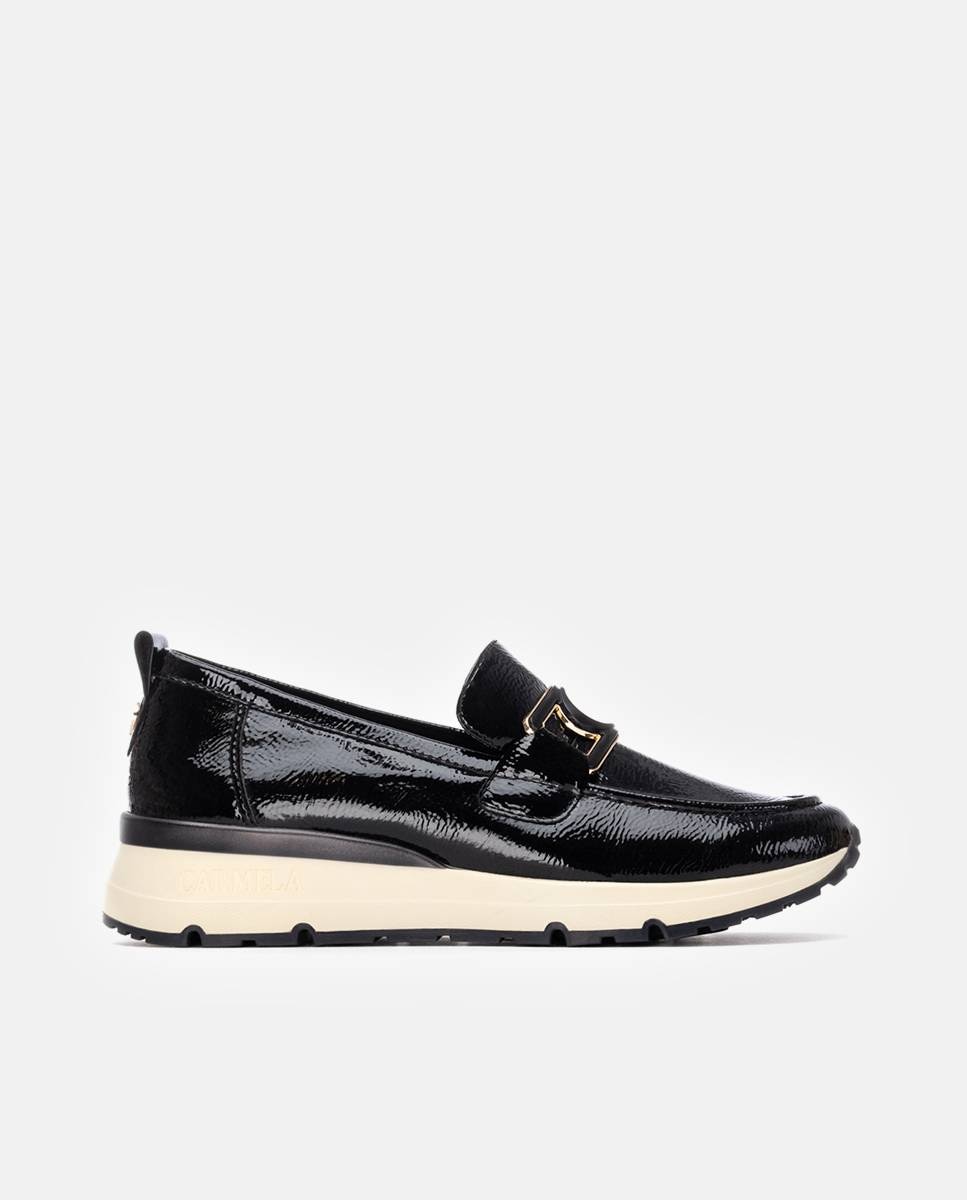 Mocassins com Palmilha de Pele e Cunha Preto-1