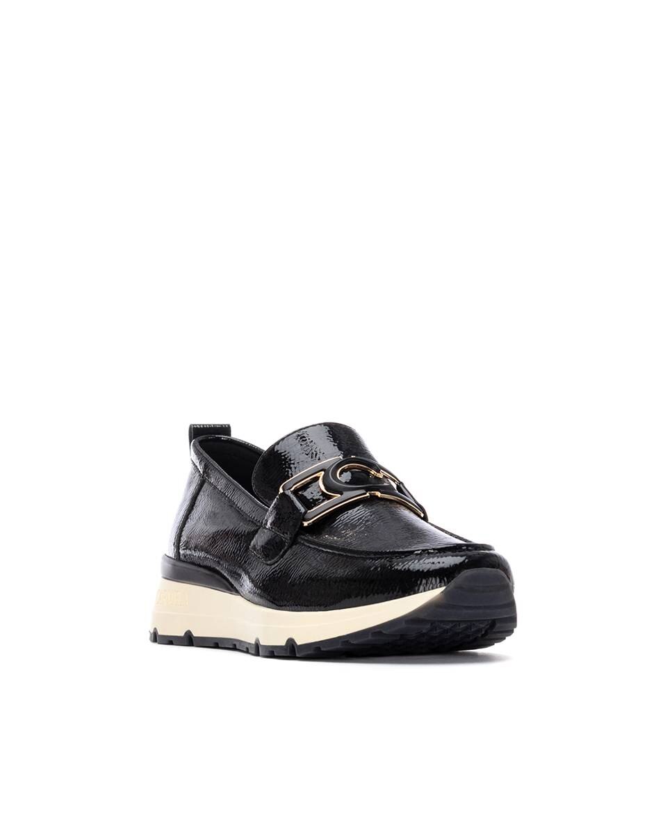Mocassins com Palmilha de Pele e Cunha Preto-3