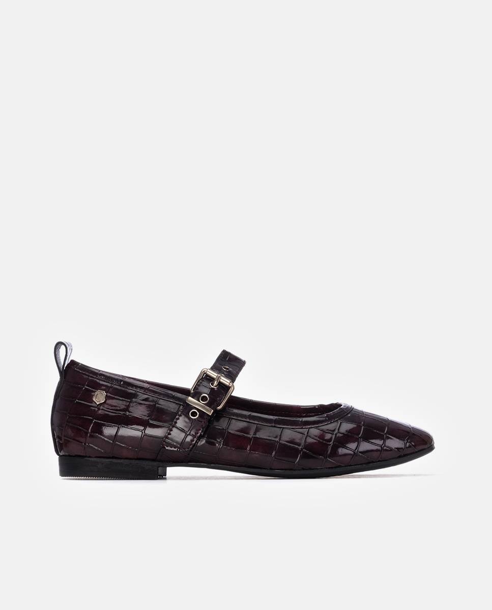 Sabrinas Rasas com Fivela Bordeaux-1