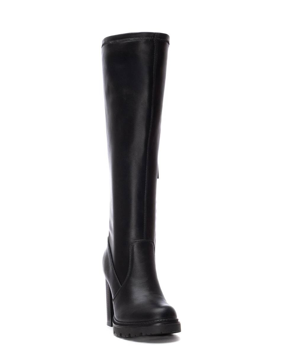 Bota Extra Comprida com Salto e Plataforma Preto-3