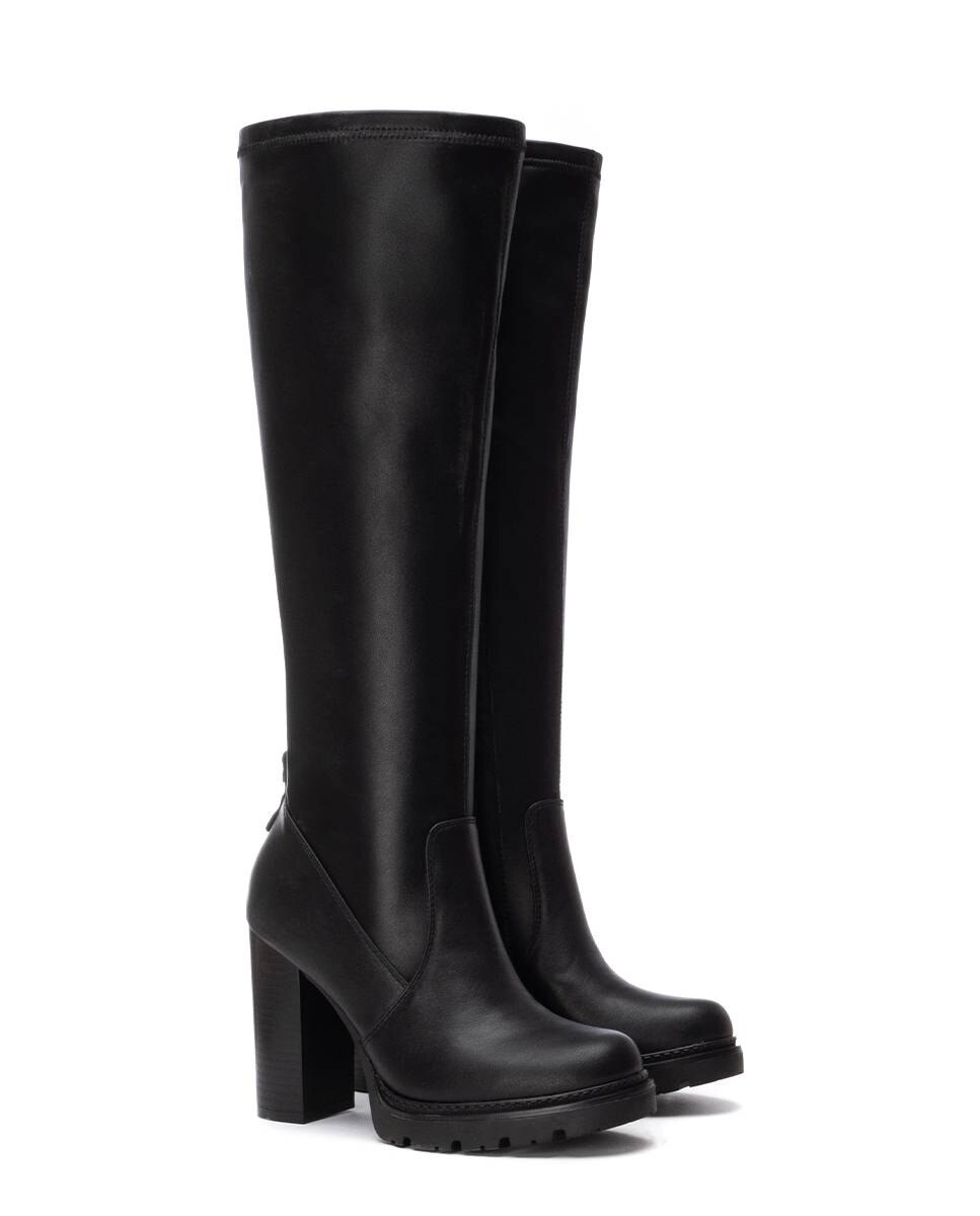 Bota Extra Comprida com Salto e Plataforma Preto-5