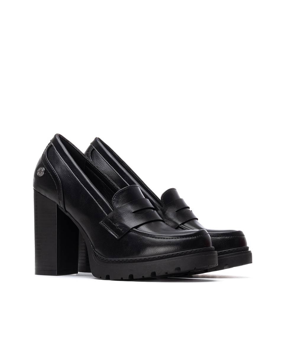 Mocassins com Salto Alto Preto-5