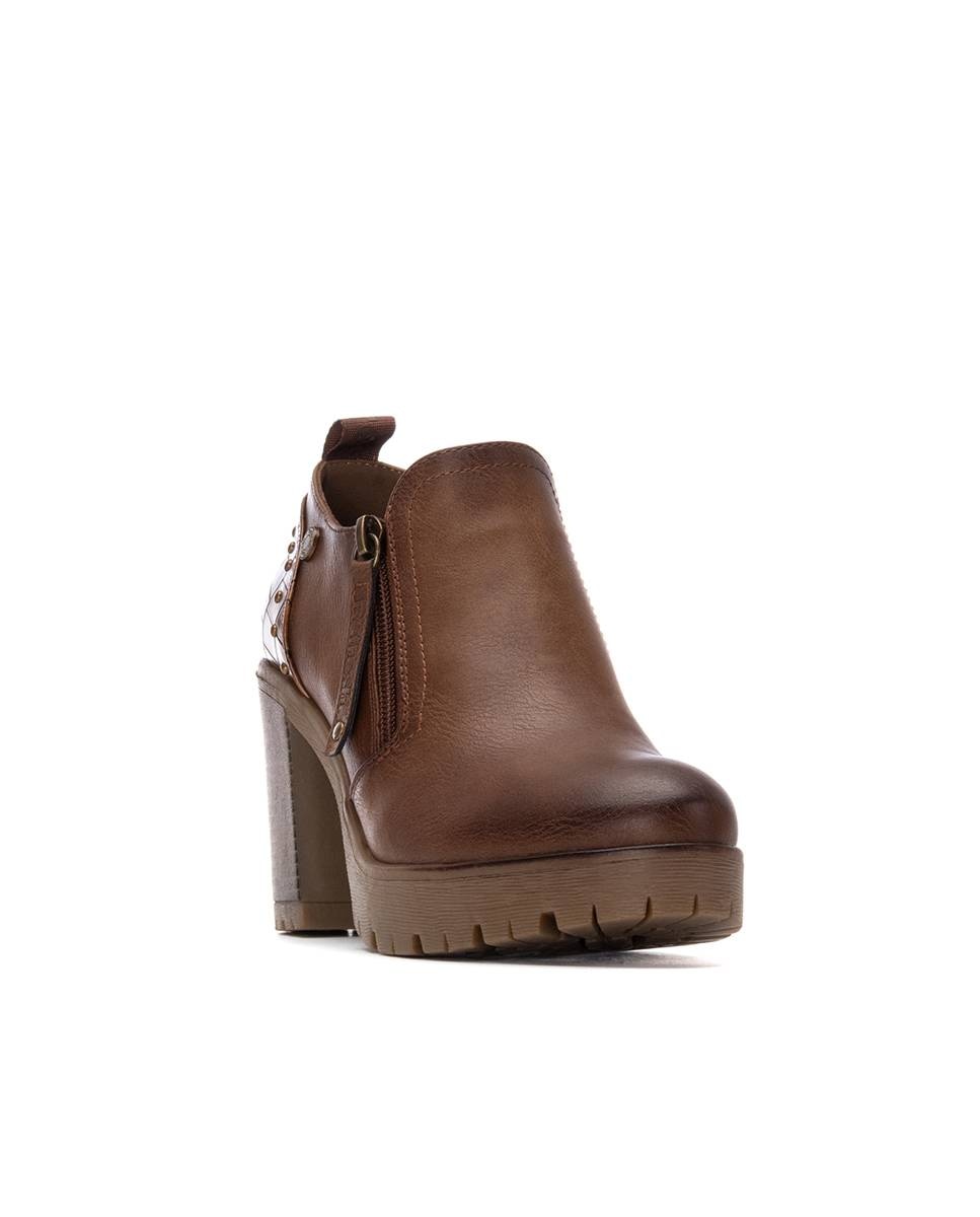 Botins com Tacão Alto e Sola de Borracha Castanho-3