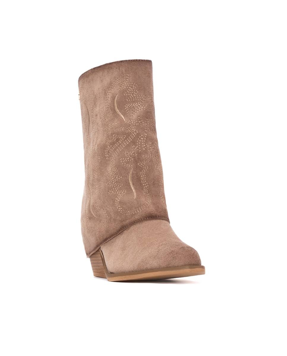 Botins com Tacão Bege-3