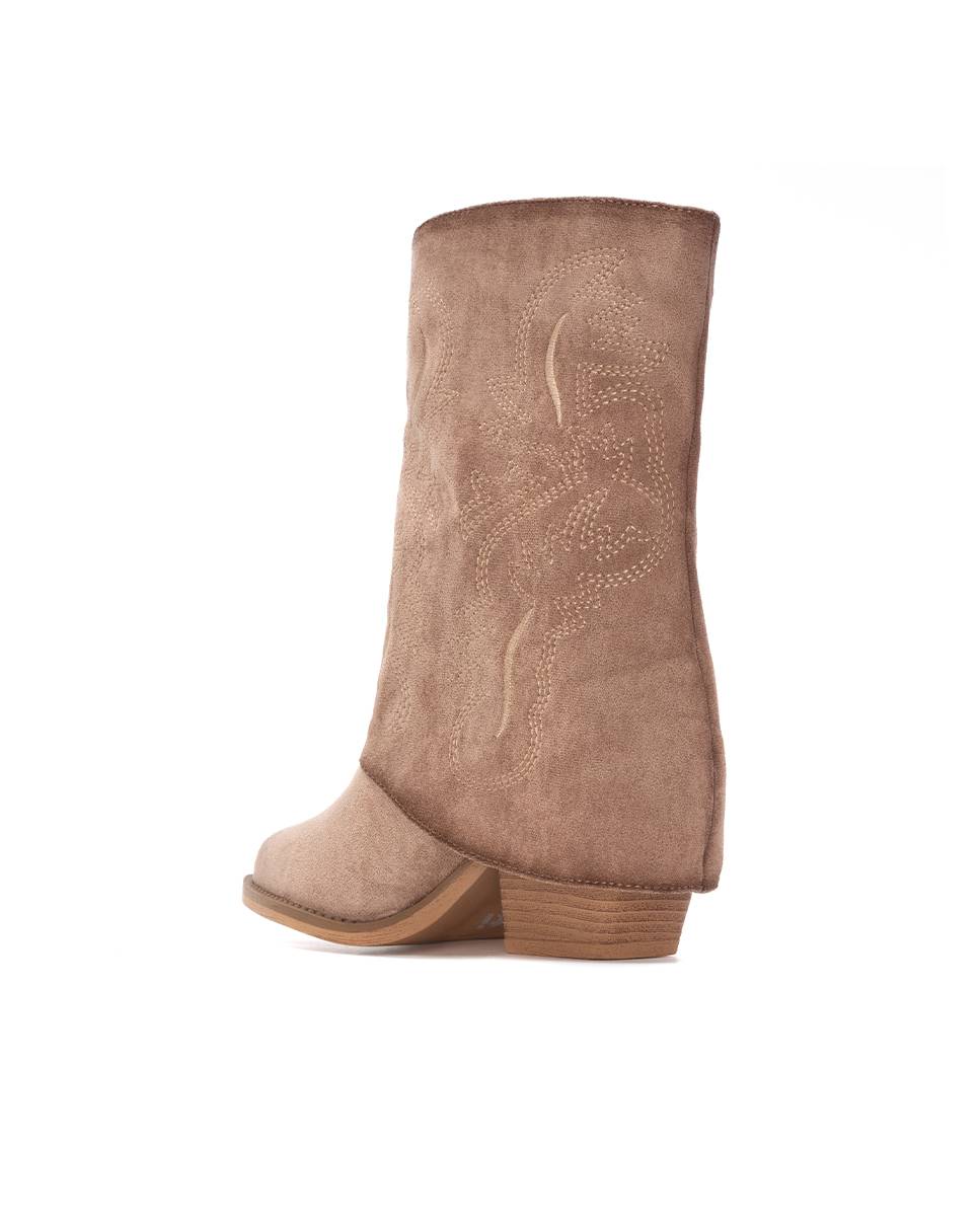 Botins com Tacão Bege-4