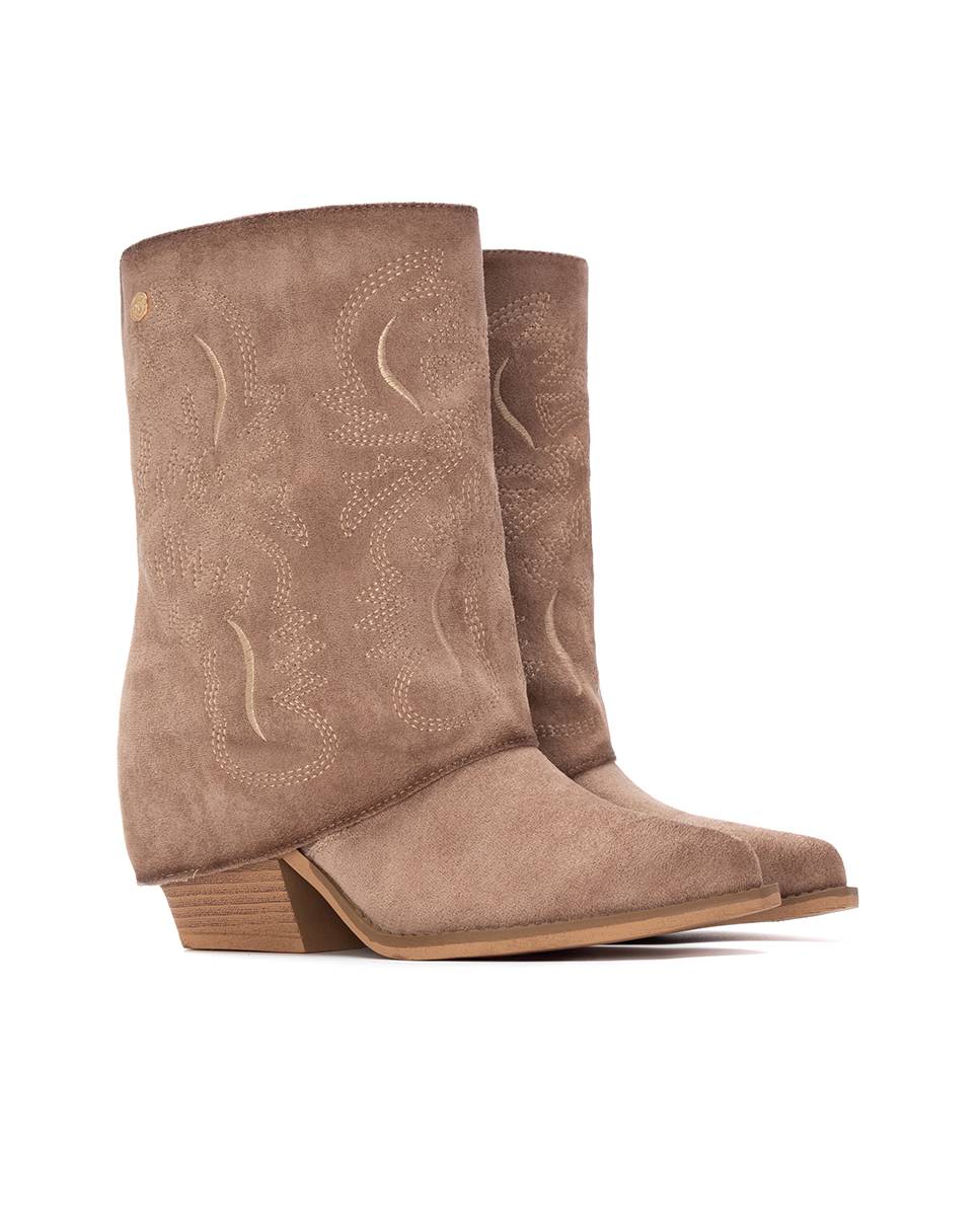 Botins com Tacão Bege-5