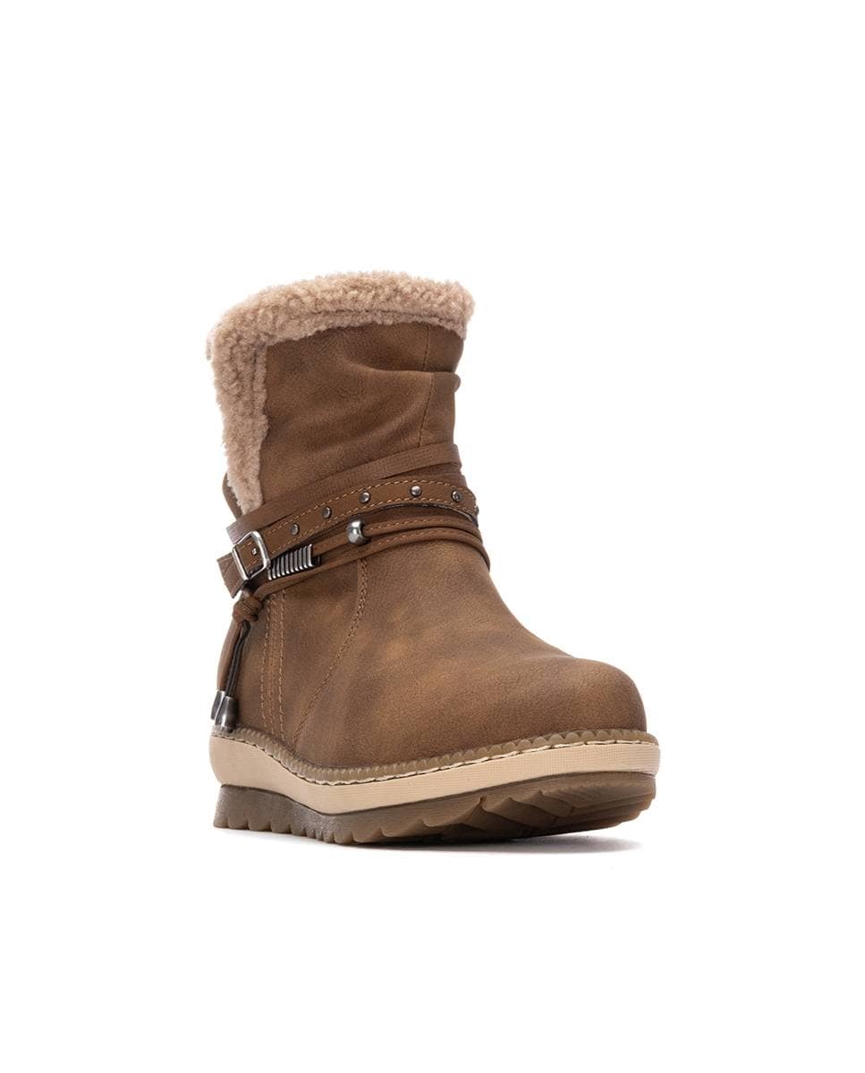 Botins com Pelo de Ovelha e Fecho Zip Lateral Camel-3