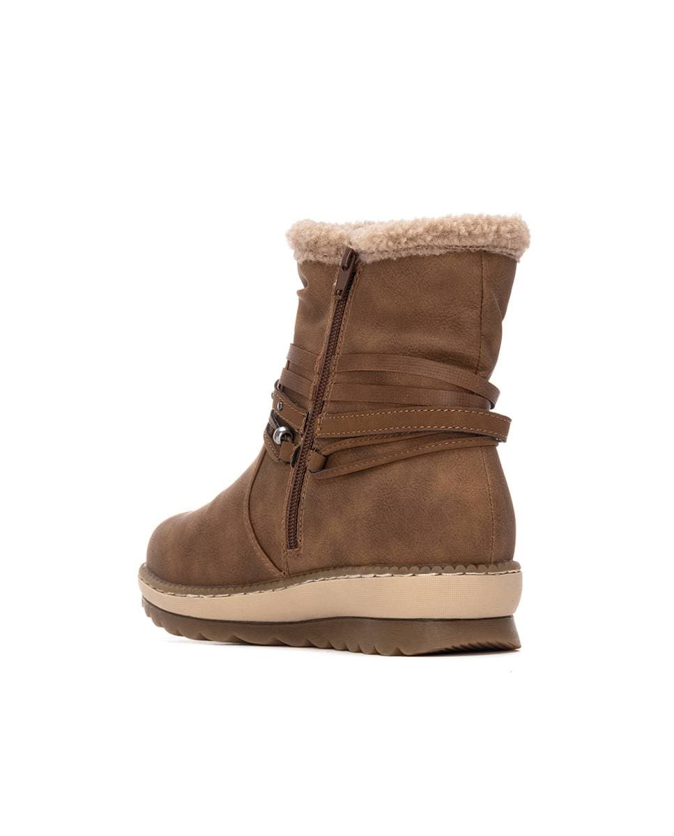 Botins com Pelo de Ovelha e Fecho Zip Lateral Camel-4