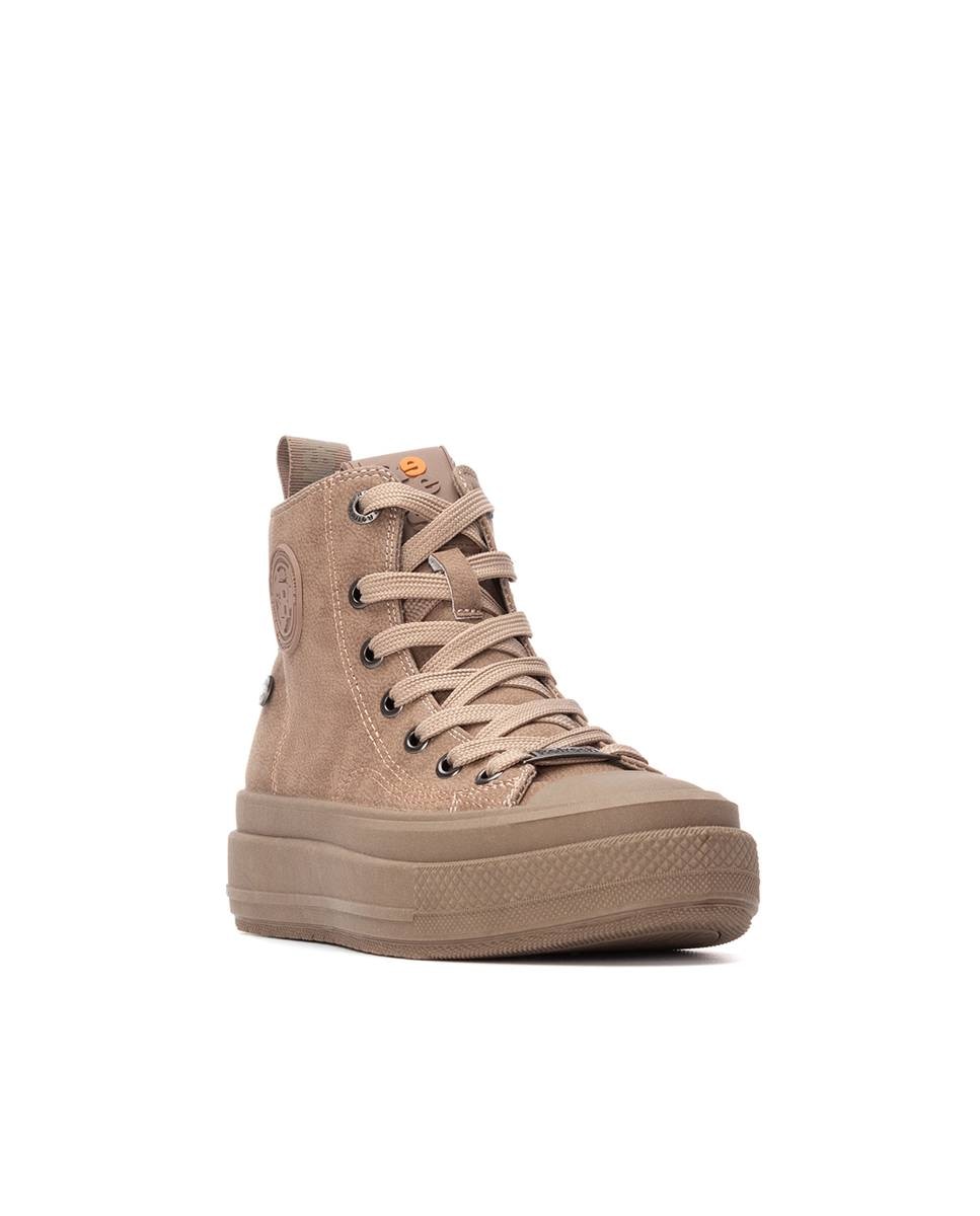 Botins com Fecho Zip e Sola de Borracha Castanho-3