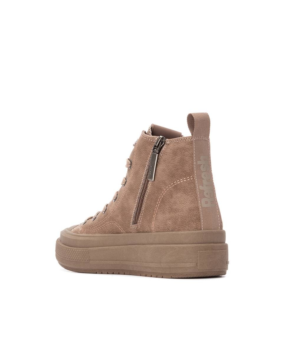 Botins com Fecho Zip e Sola de Borracha Castanho-4