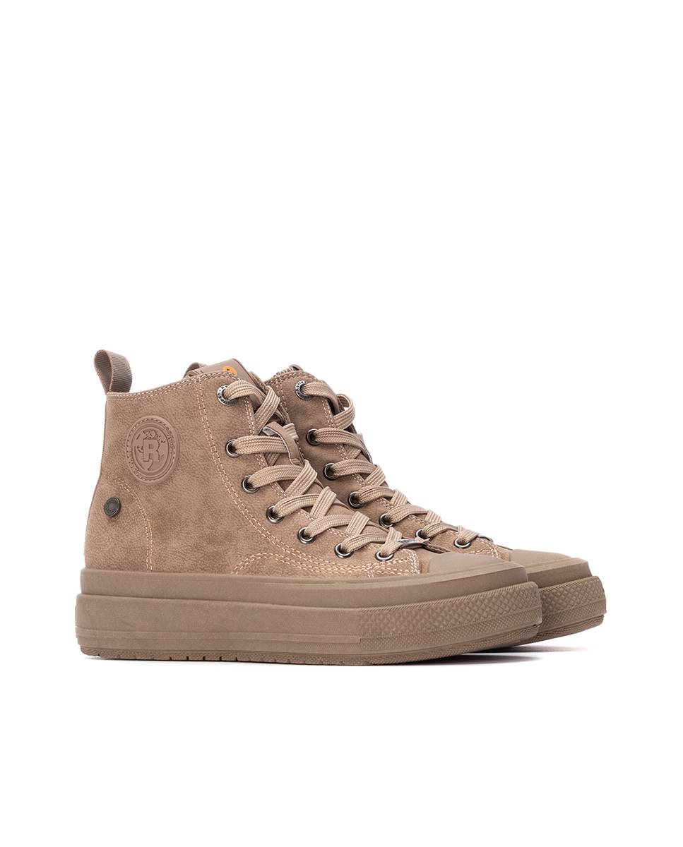 Botins com Fecho Zip e Sola de Borracha Castanho-5