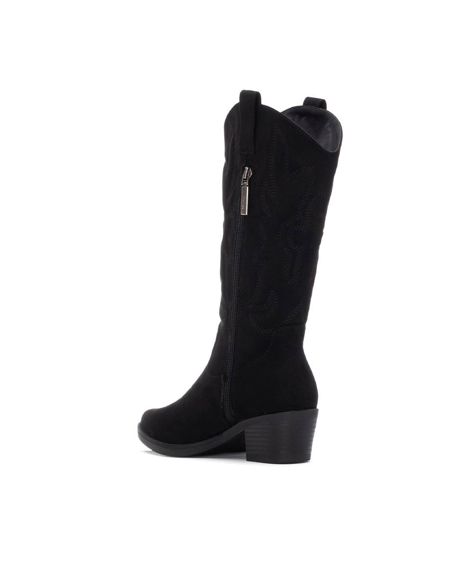 Bota Cowboy com Fecho Zip Preto-4