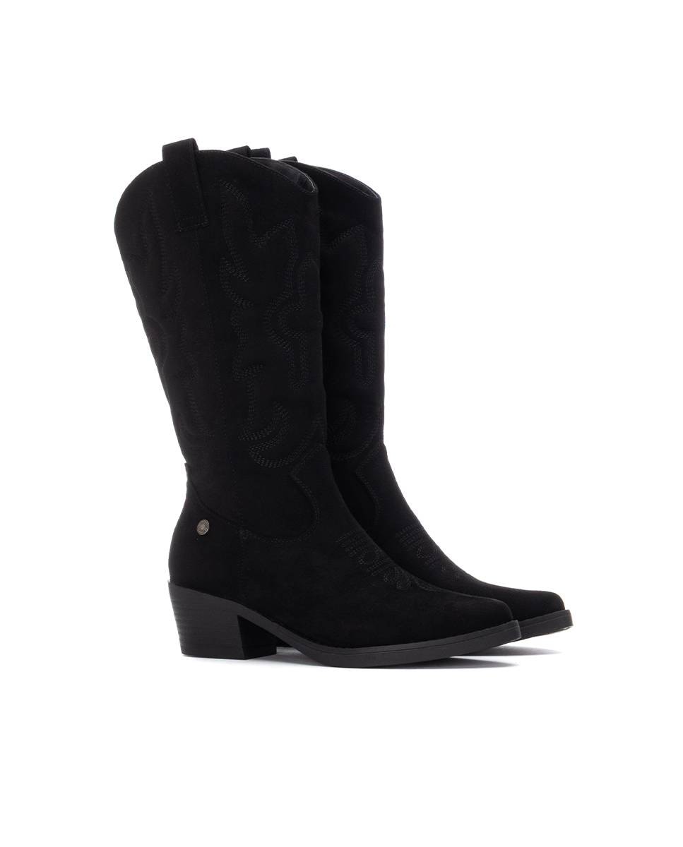 Bota Cowboy com Fecho Zip Preto-5