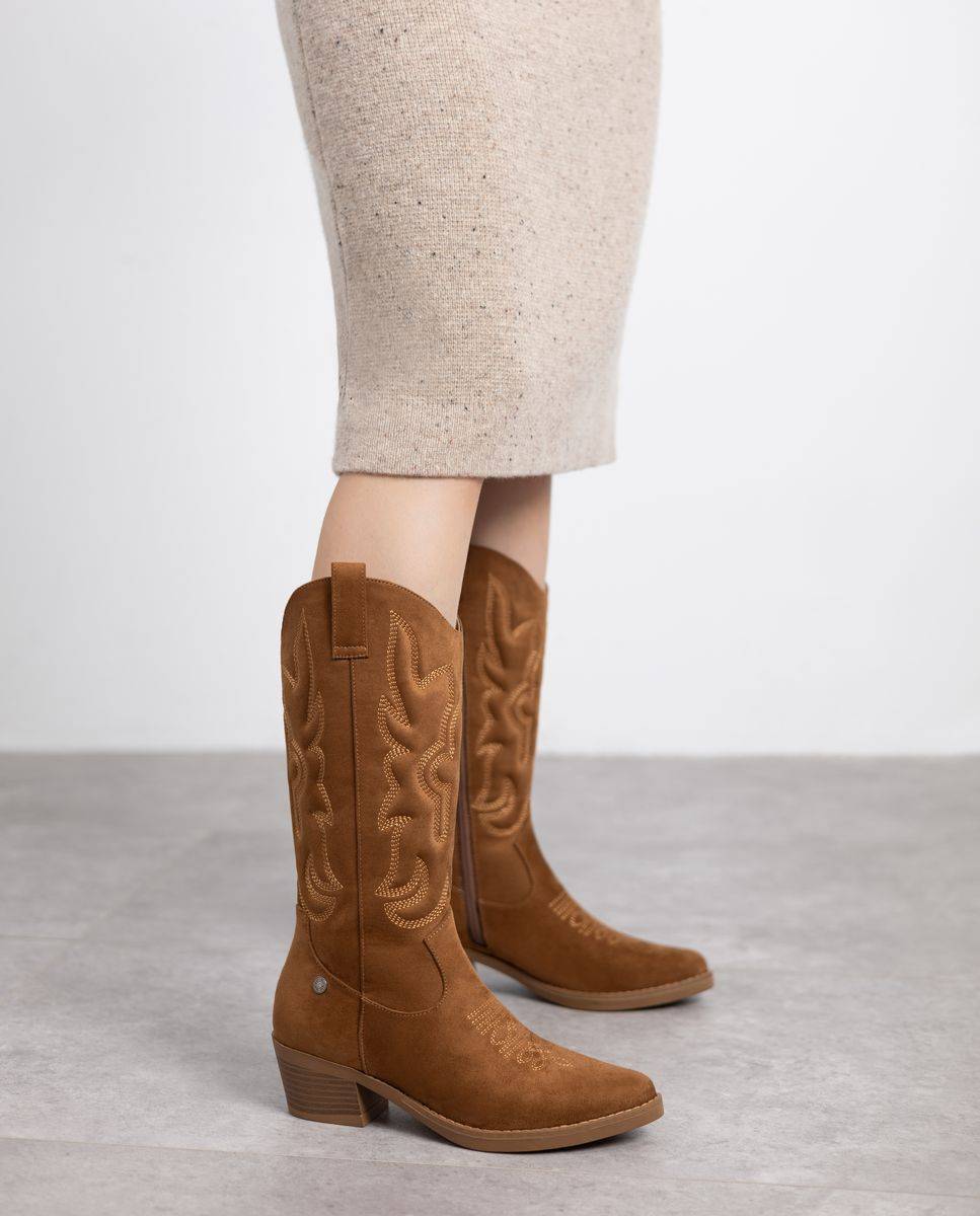 Bota Cowboy com Fecho Zip Camel-2