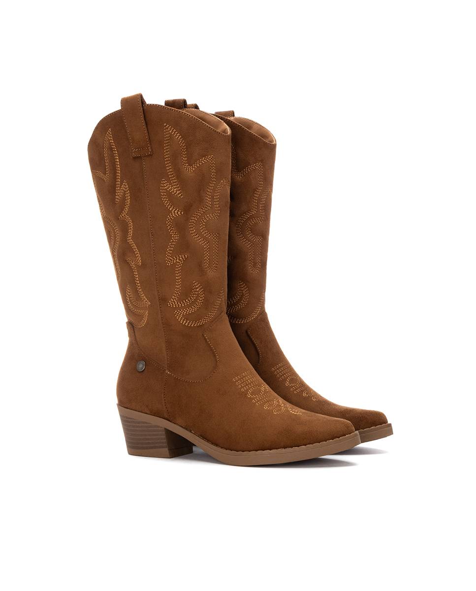 Bota Cowboy com Fecho Zip Camel-5