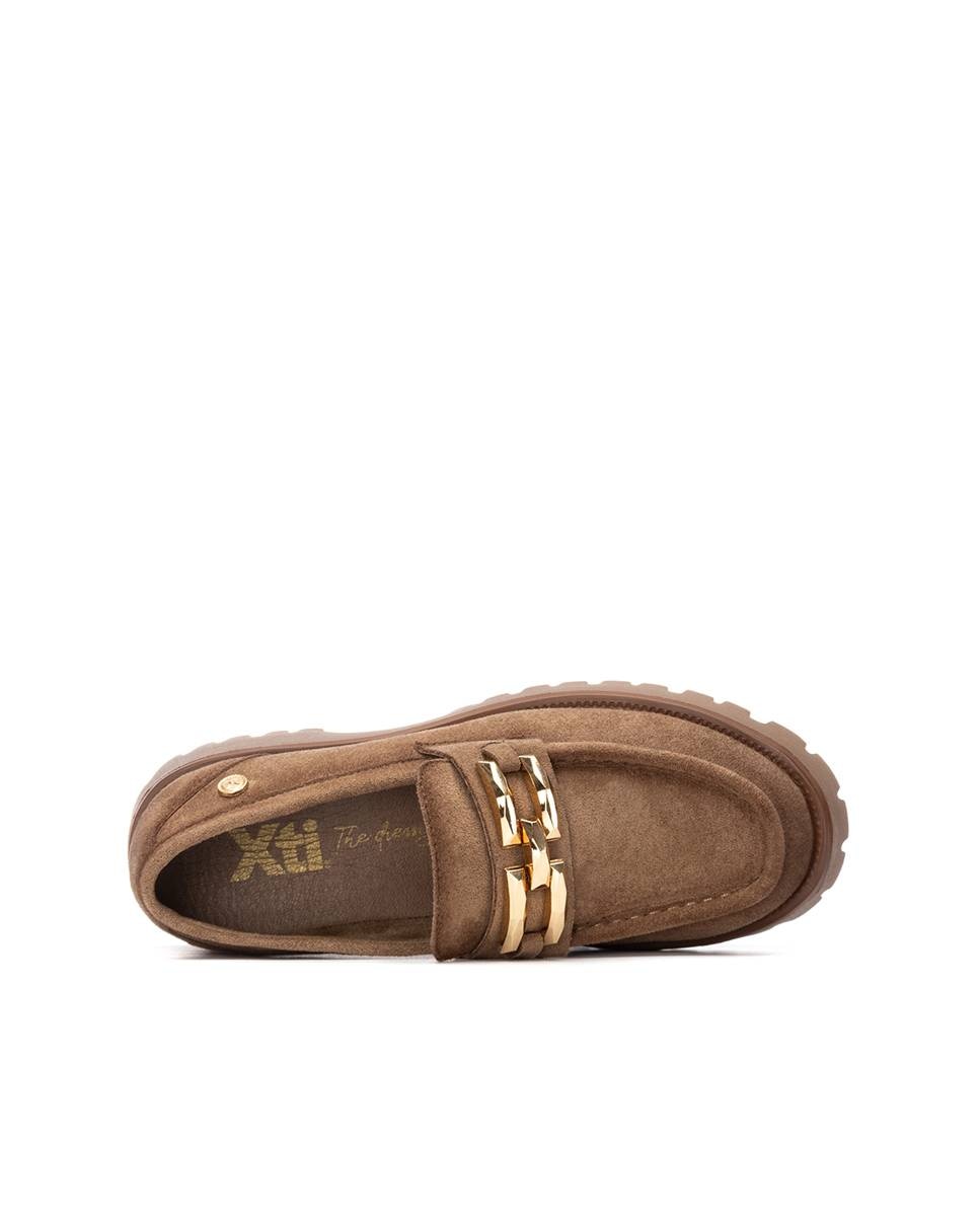 Mocassins com Fivela de Camurcina Bege-5