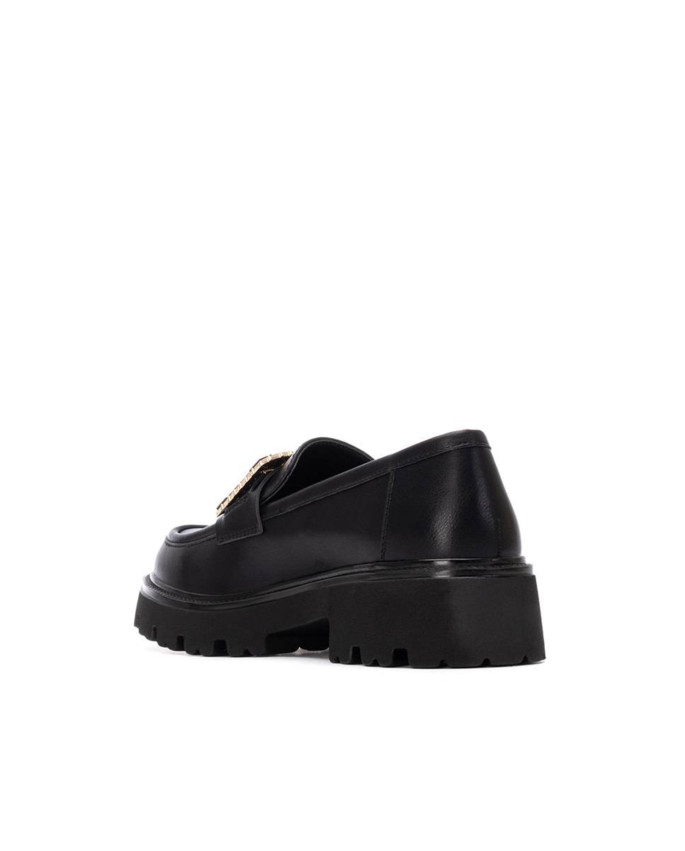 Mocassins Rasos com Fivela Preto-4