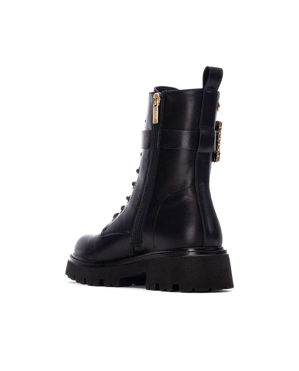 Botins Estilo Militar com Cordões Preto-4