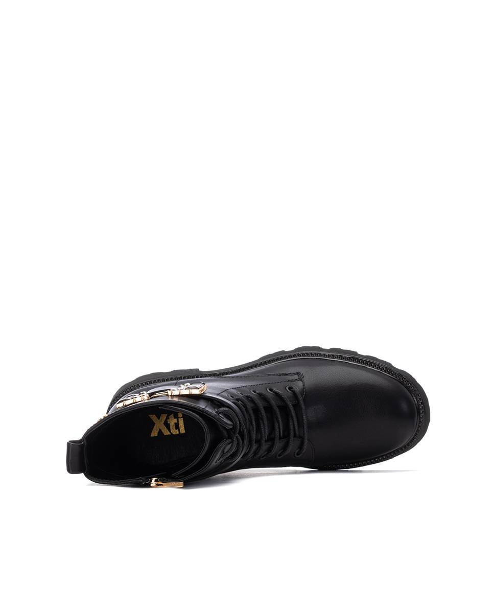 Botins Estilo Militar com Cordões Preto-6