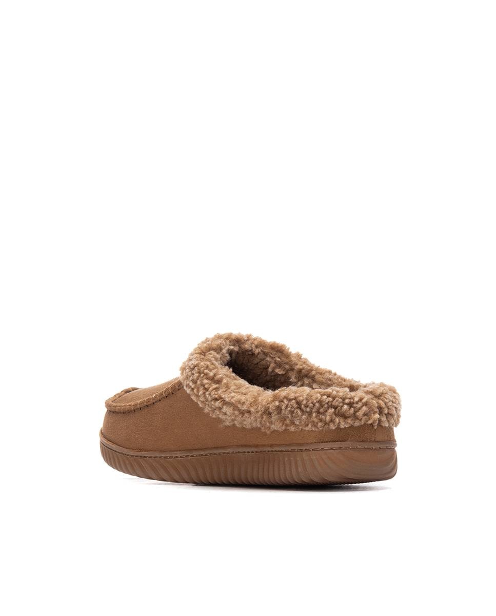 Pantufas Abertas com Sola de Borracha Castanho-claro-3