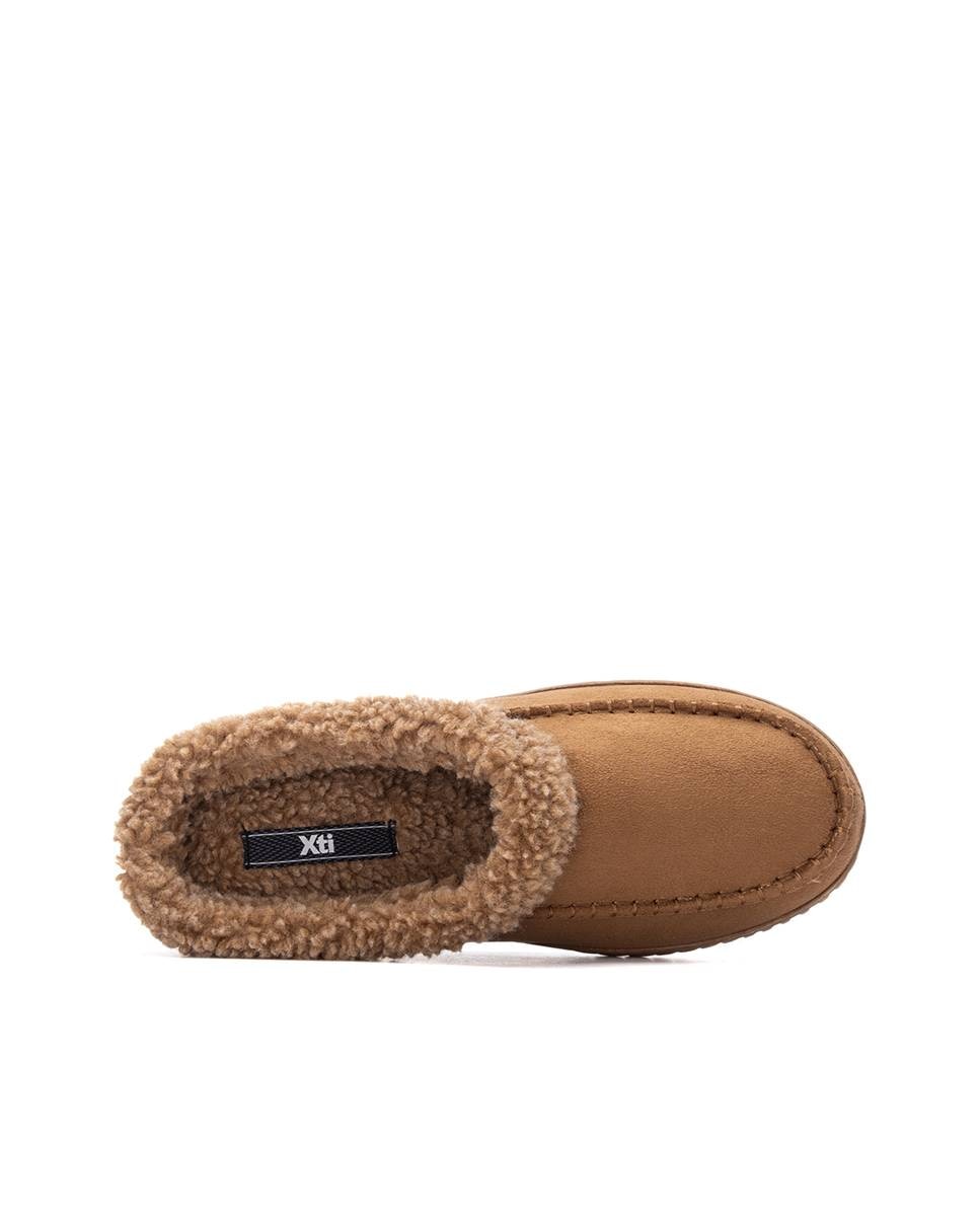 Pantufas Abertas com Sola de Borracha Castanho-claro-5