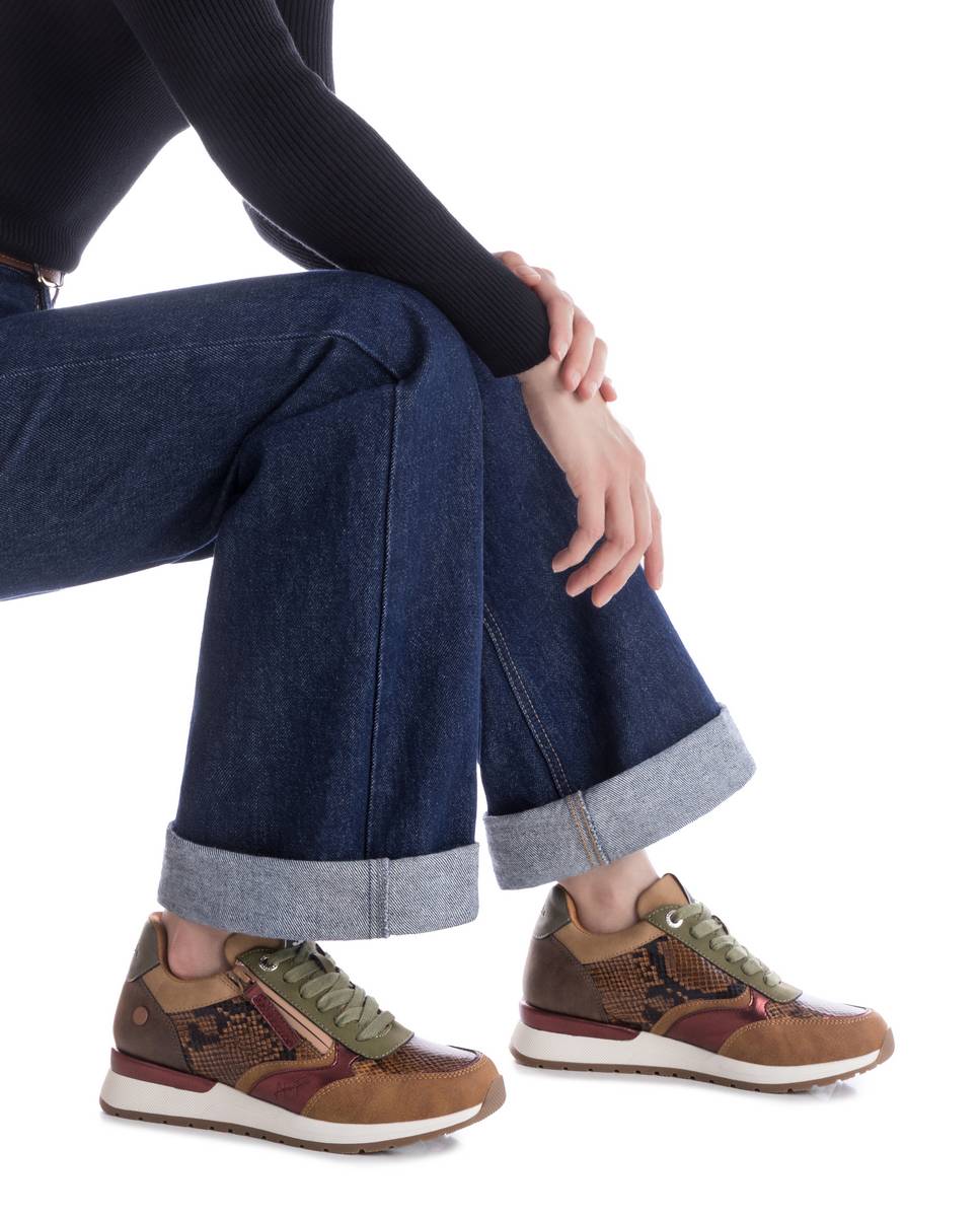 Sapatilhas Desportivas com Atacadores e Fecho Zip Lateral Camel-2
