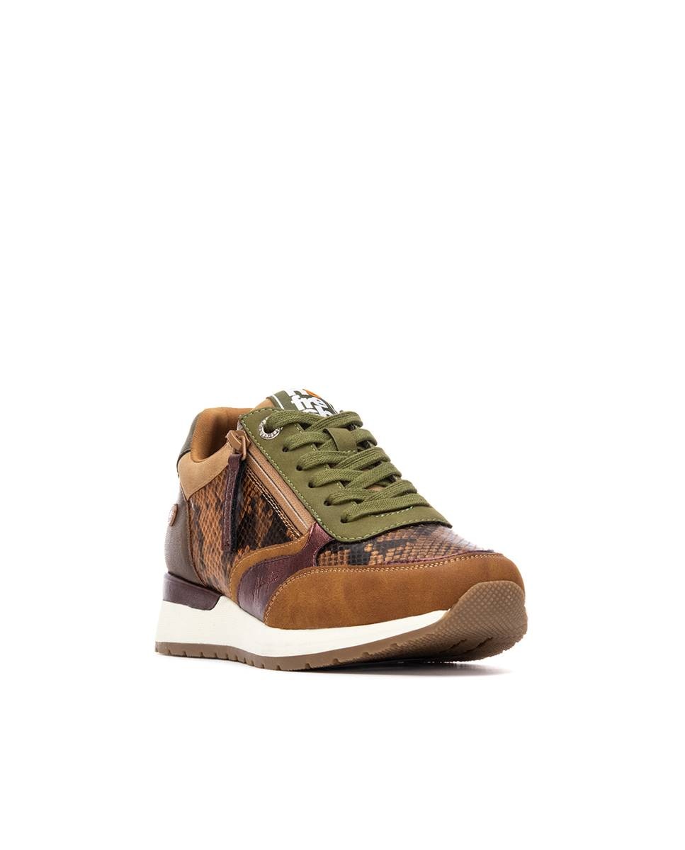 Sapatilhas Desportivas com Atacadores e Fecho Zip Lateral Camel-3