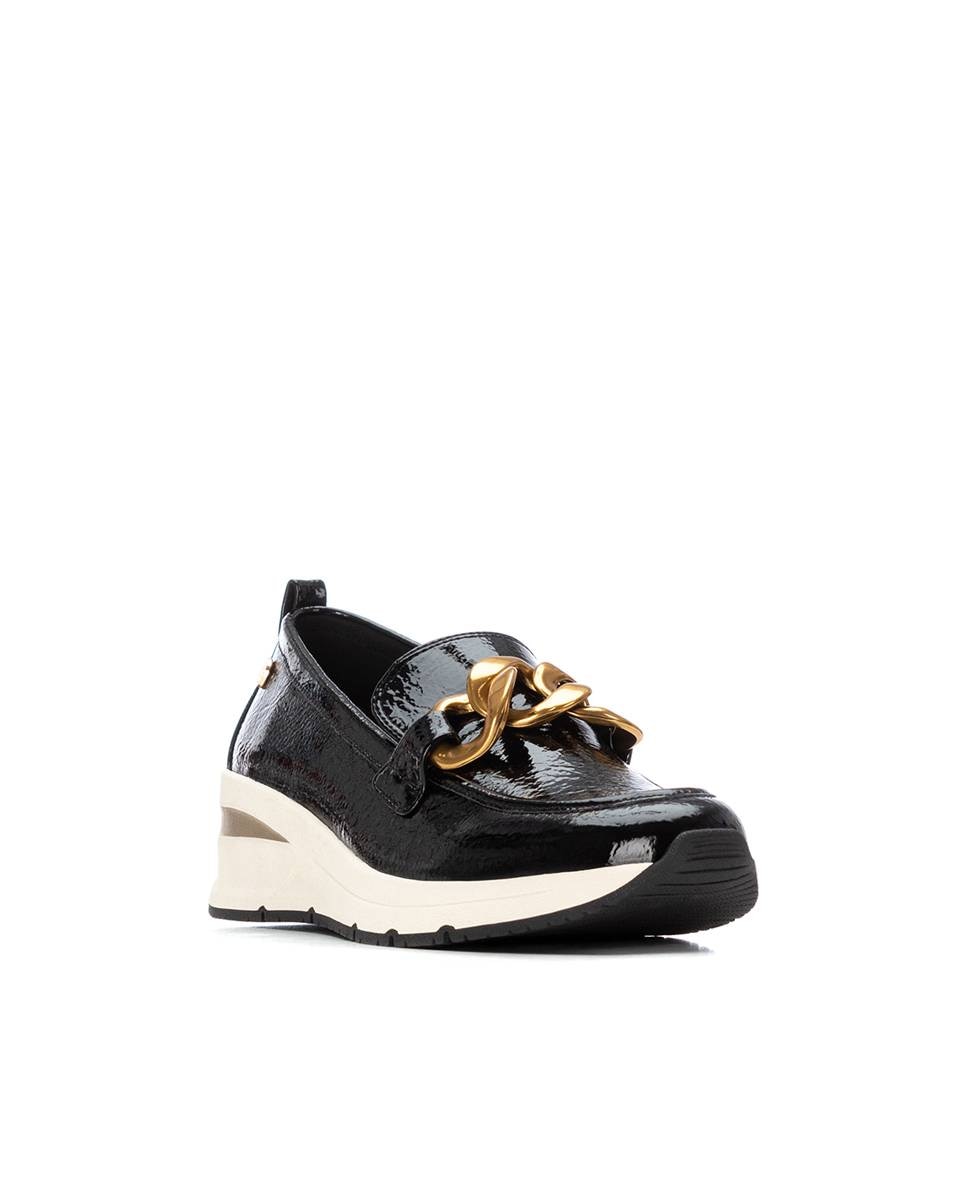 Mocassins de Verniz com Cunha Preto-2