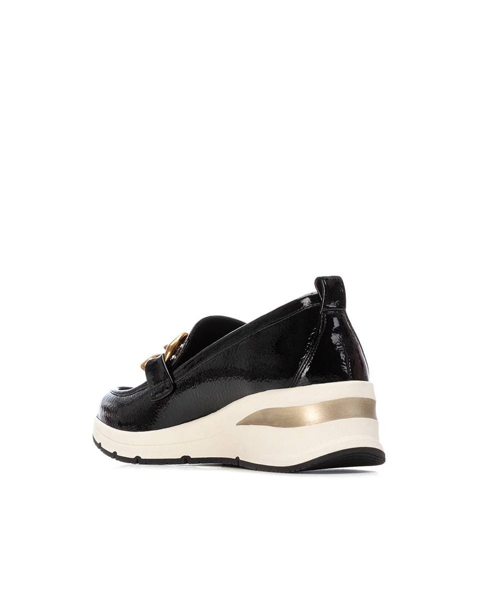 Mocassins de Verniz com Cunha Preto-3