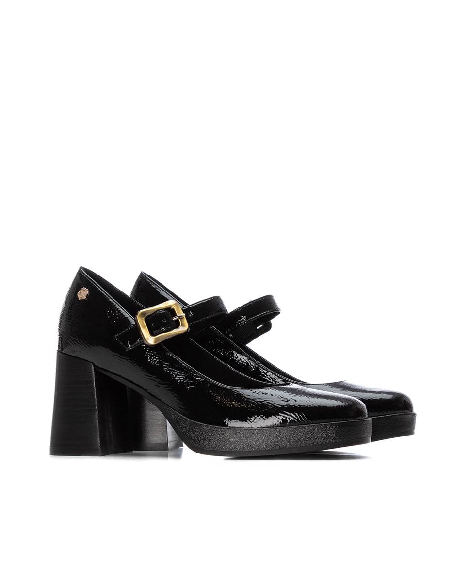 Sapatos de Salto com Tacão Alto e Fecho com Fivela Preto-5