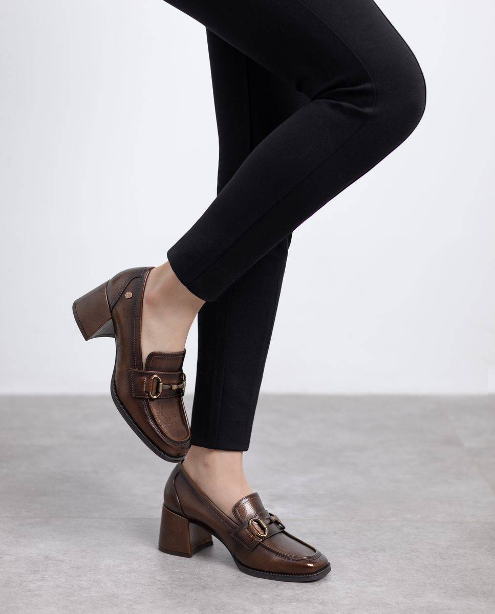 Mocassins com Tacão Médio e Palmilha de Pele Castanho-escuro-2