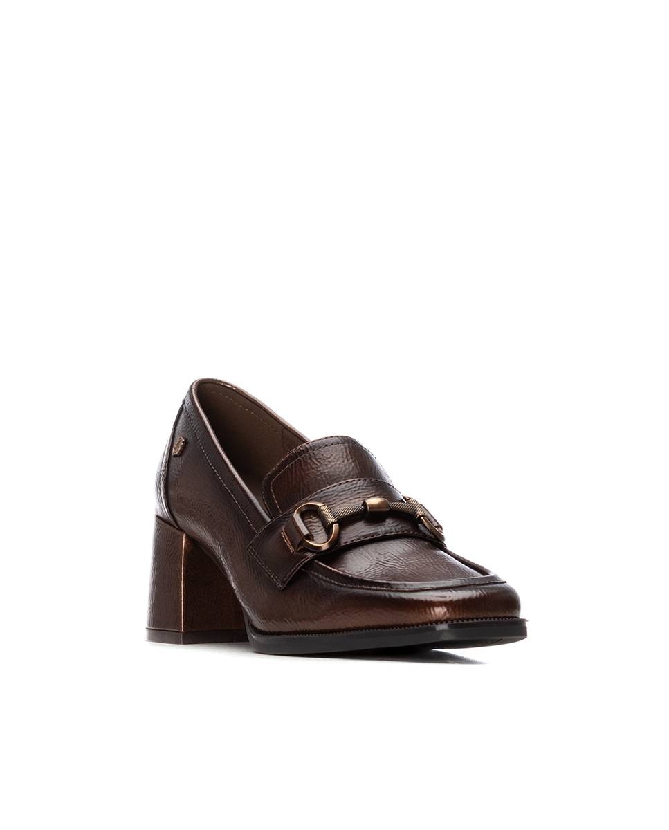 Mocassins com Tacão Médio e Palmilha de Pele Castanho-escuro-3