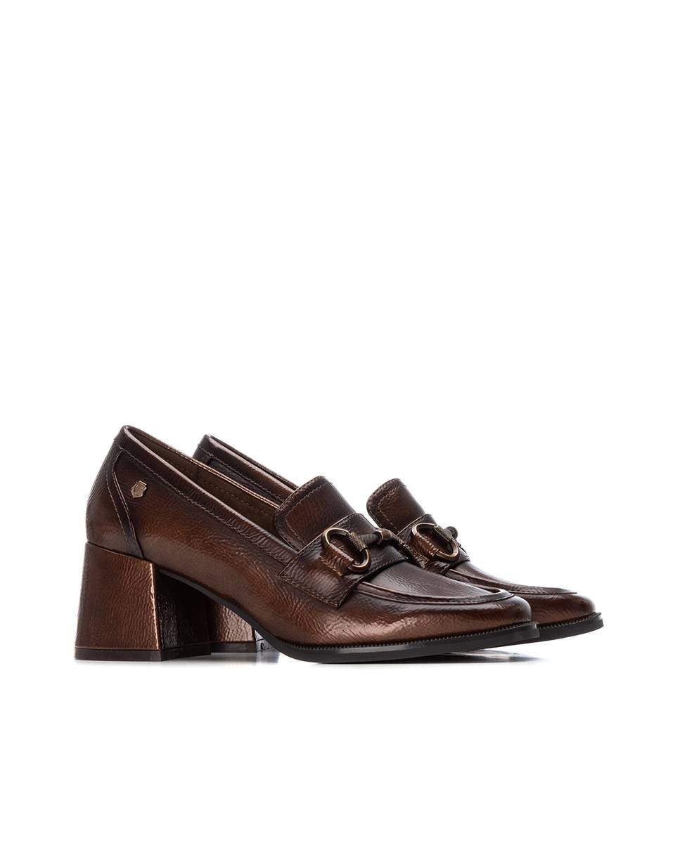Mocassins com Tacão Médio e Palmilha de Pele Castanho-escuro-5