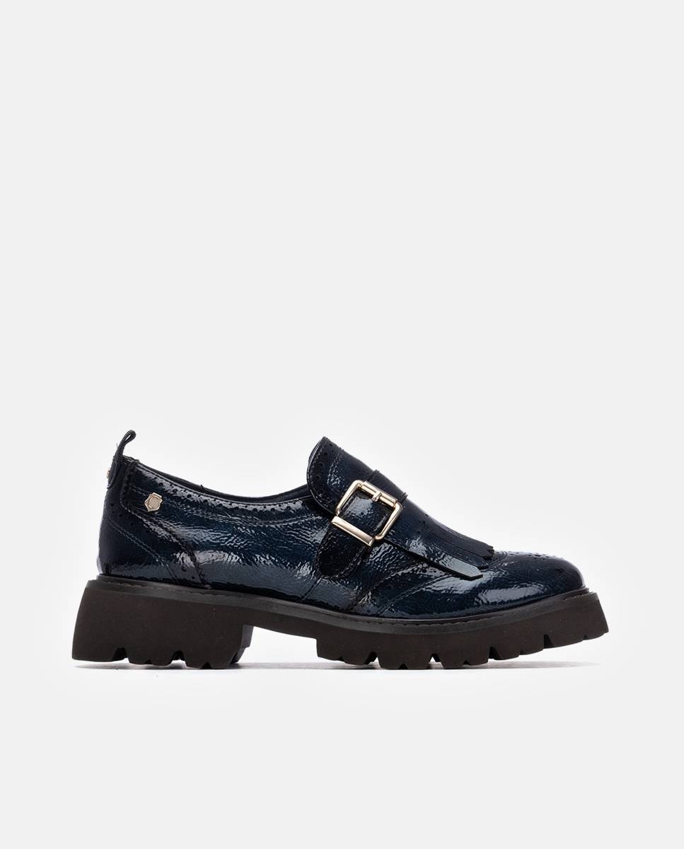 Mocassins Rasos com Palmilha de Pele Azul-marinho-1