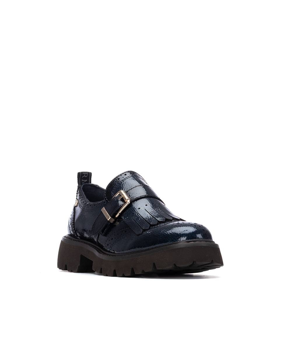 Mocassins Rasos com Palmilha de Pele Azul-marinho-3