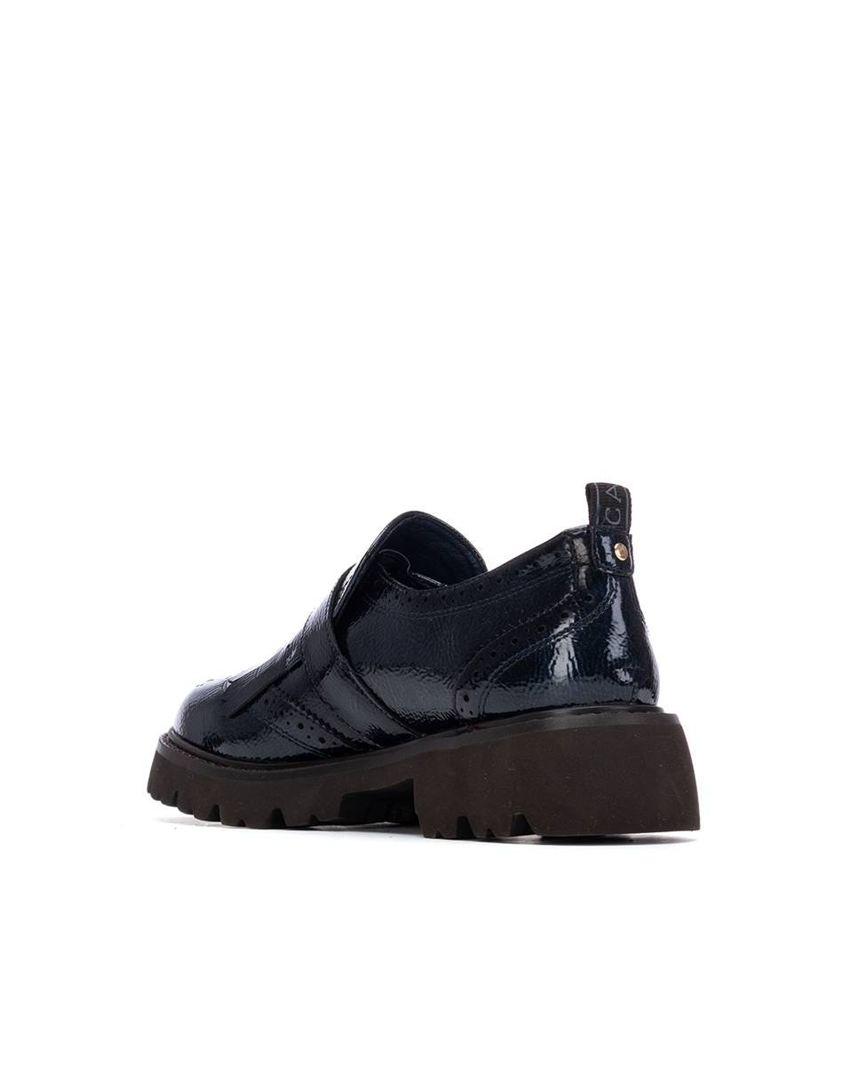 Mocassins Rasos com Palmilha de Pele Azul-marinho-4
