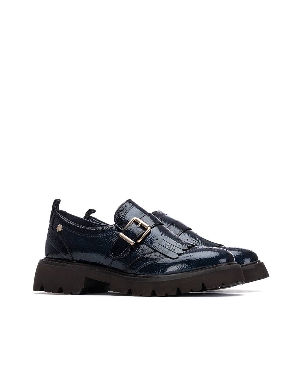 Mocassins Rasos com Palmilha de Pele Azul-marinho-5